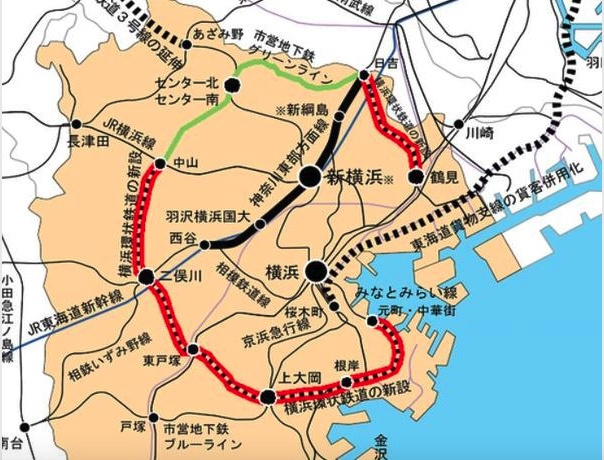グリーンライン延伸計画構想　（横浜環状鉄道計画）の画像