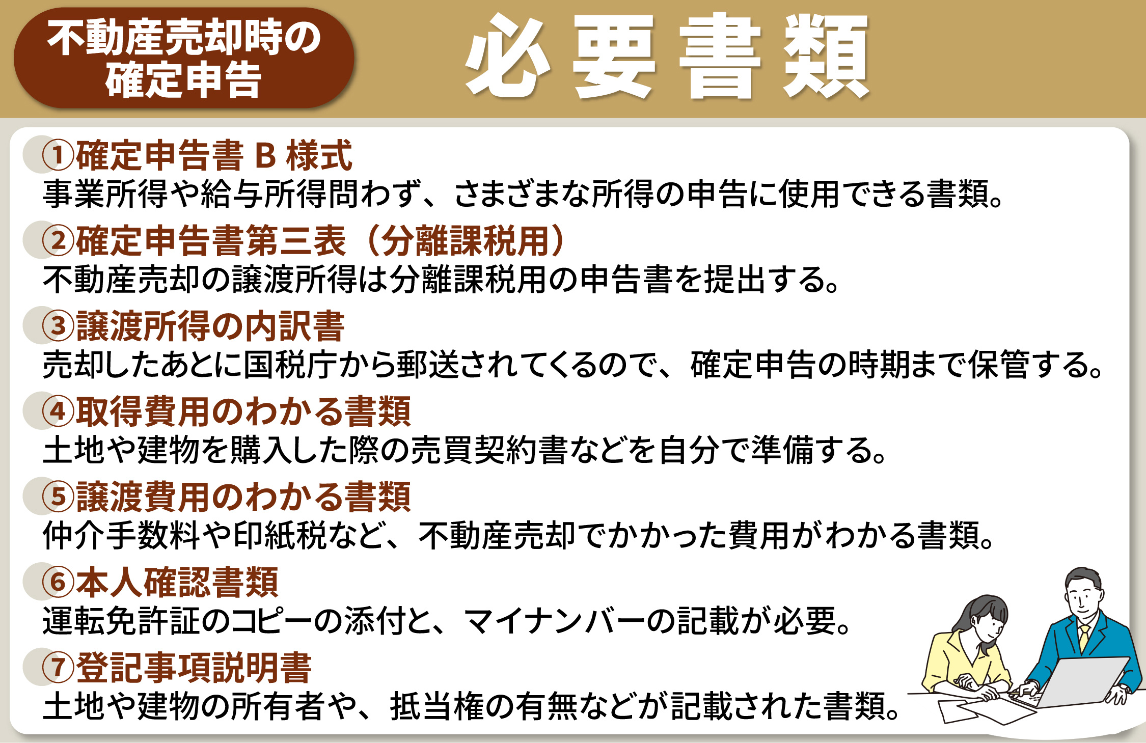 不動産売却後に確定申告をおこなう場合の必要書類