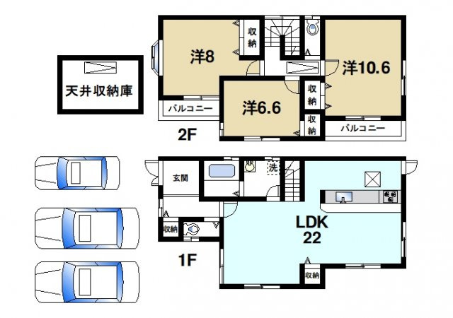 奈良市押熊町戸建7号地の間取り図1
