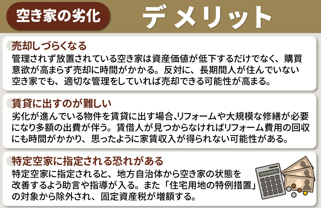空き家が劣化するとどのようなデメリットが生じる？