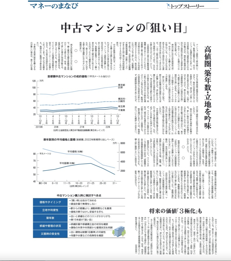 中古マンション「狙い目」ー日本経済新聞ー　の画像