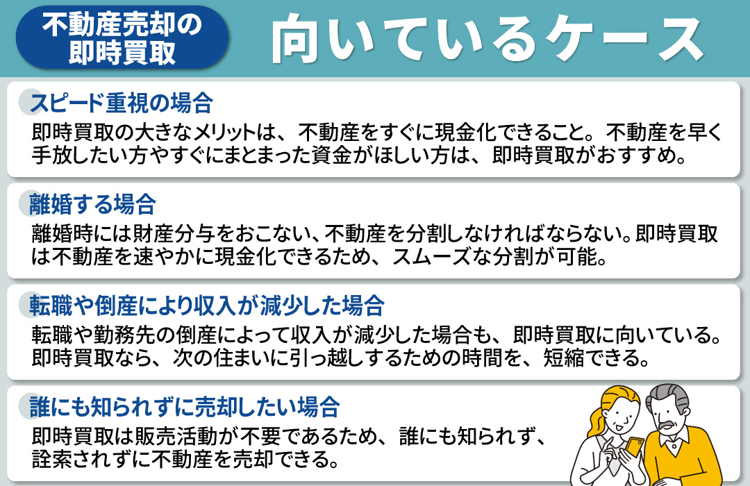 不動産売却で即時買取が向いているケース