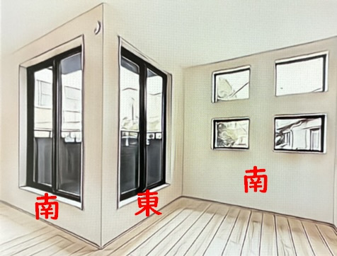 たくさん窓のあるリビング