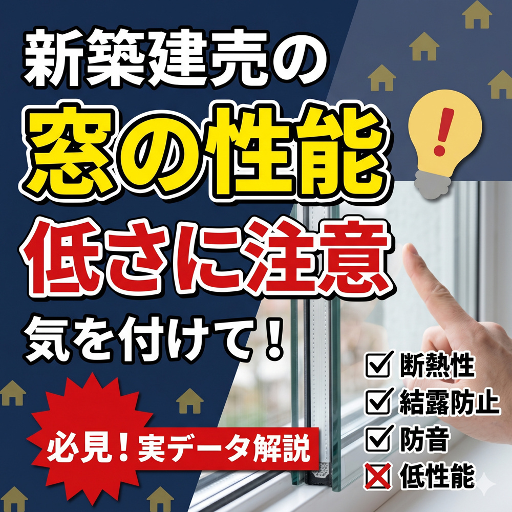 新築建売では性能の低い窓が設置されていることもあるので気を付けて。の画像