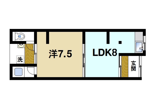 城貸家（六条1丁目）の間取り図1