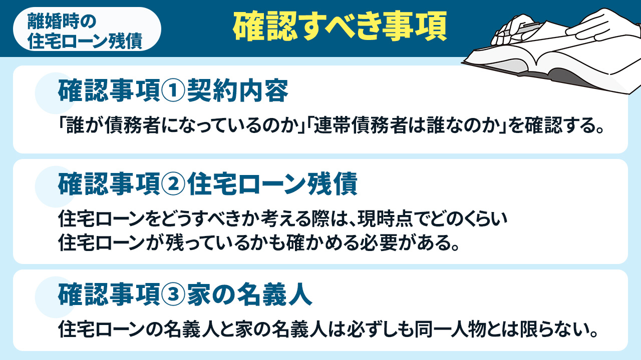 離婚時に住宅ローン残債がある場合に確認すべき事項とは