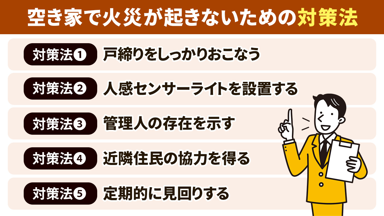空き家で火災が起きないための対策法