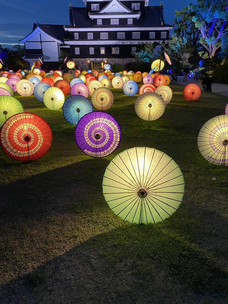家族で岡山城夏の烏城灯源郷への画像