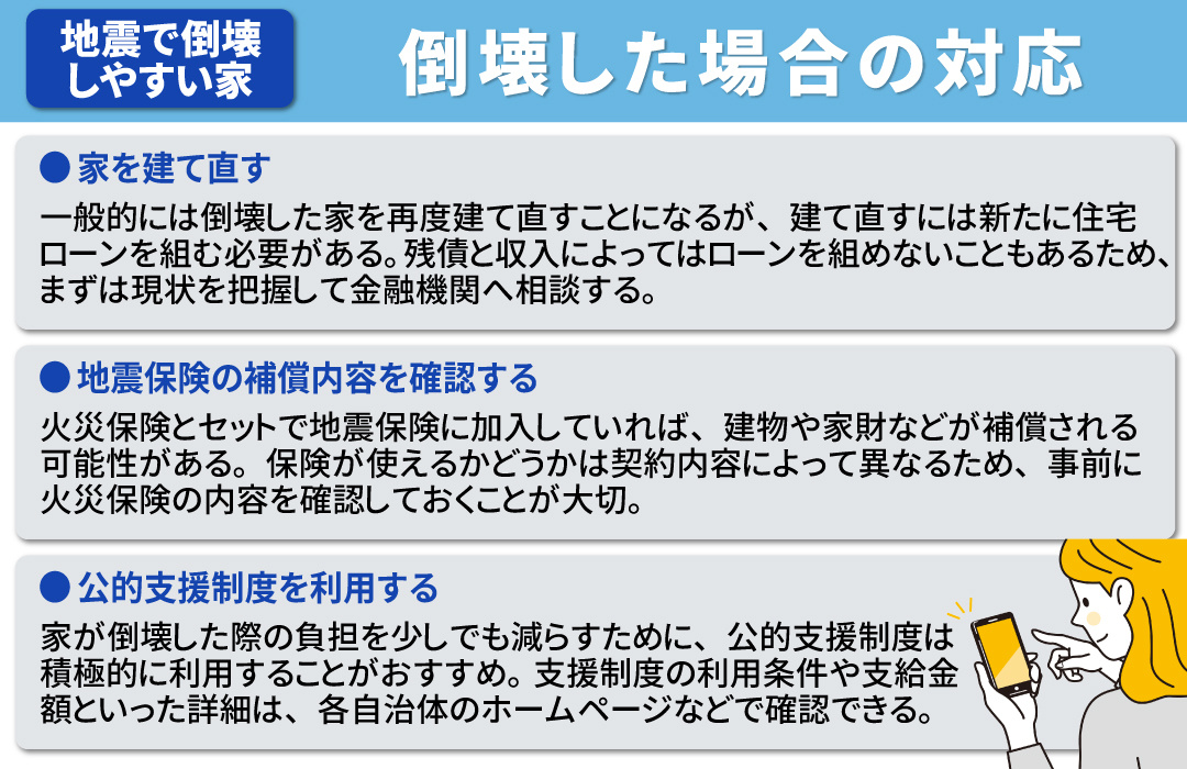 倒壊しやすい家が地震で倒壊した場合の対応とは？