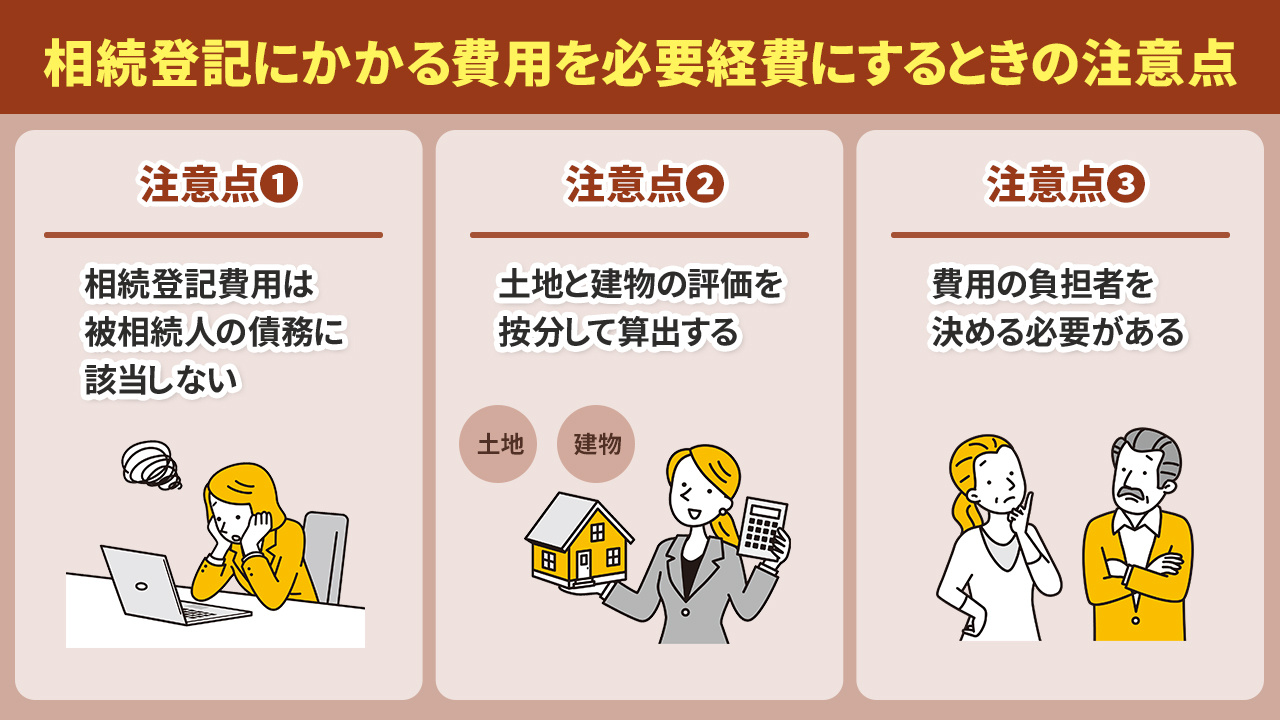 相続登記にかかる費用を必要経費にするときの注意点