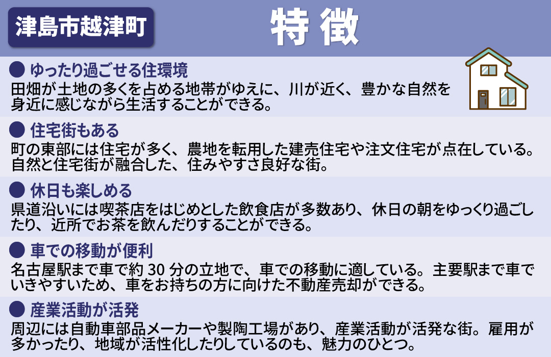 不動産売却するなら知っておきたい津島市越津町の特徴