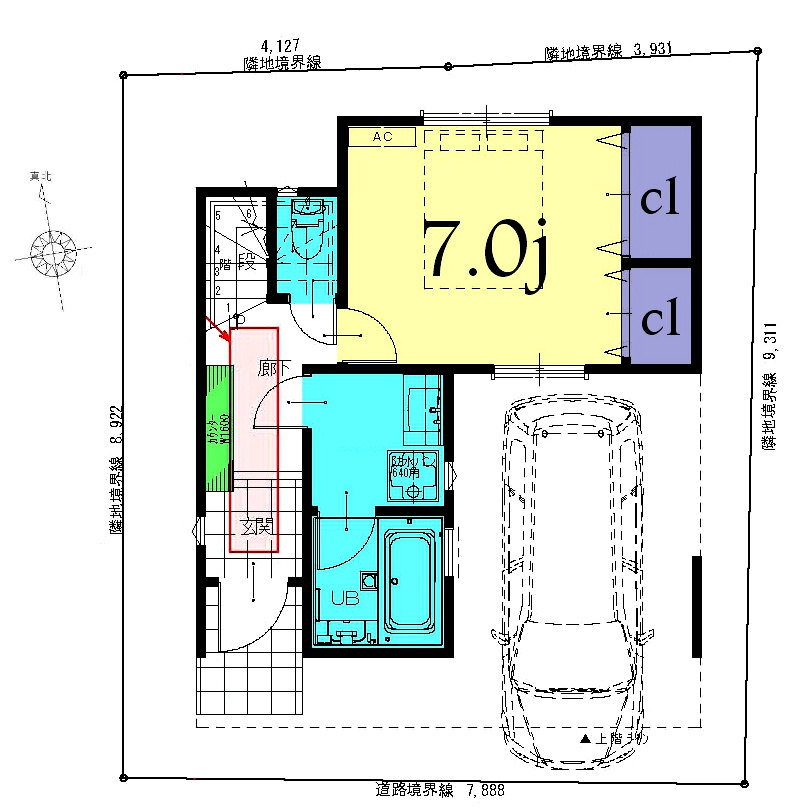 ３階建て１階の間取り