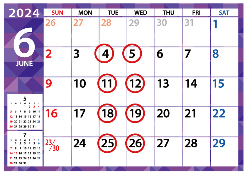 店舗休業日のお知らせの画像