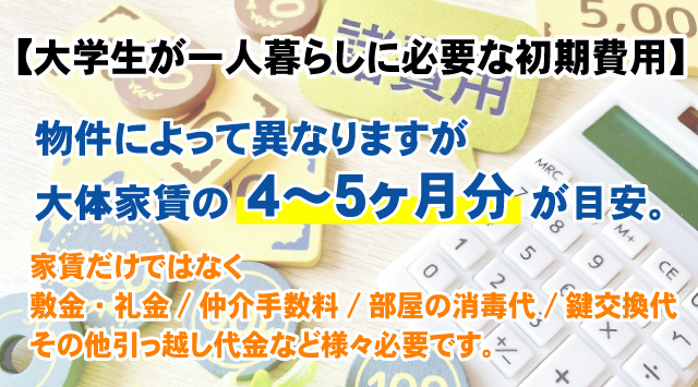 【最新版】大学生が一人暮らしに必要な初期費用とは？相場や内訳を解説！の画像