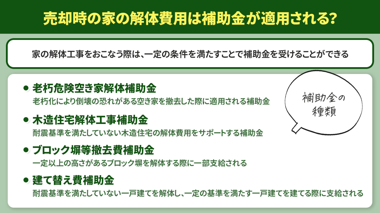売却時の家の解体費用は補助金が適用される？補助金の種類とは