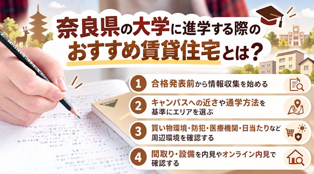 【奈良県の大学に進学する際のおすすめ賃貸住宅とは？】探し方のコツなど解説の画像