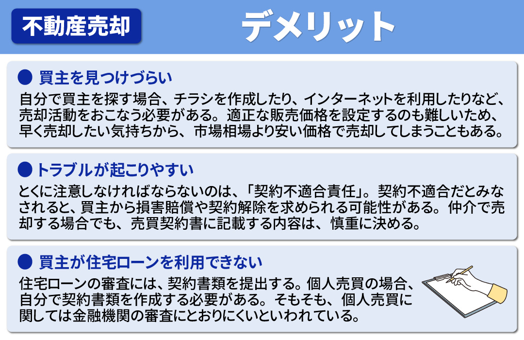 不動産の個人売買をおこなうデメリット
