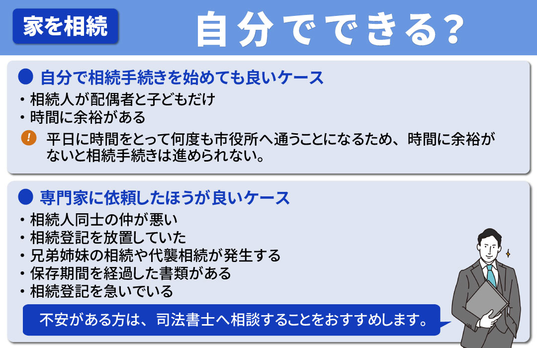 家の相続手続きは自分でできる？専門家に依頼したほうが良いケースとは