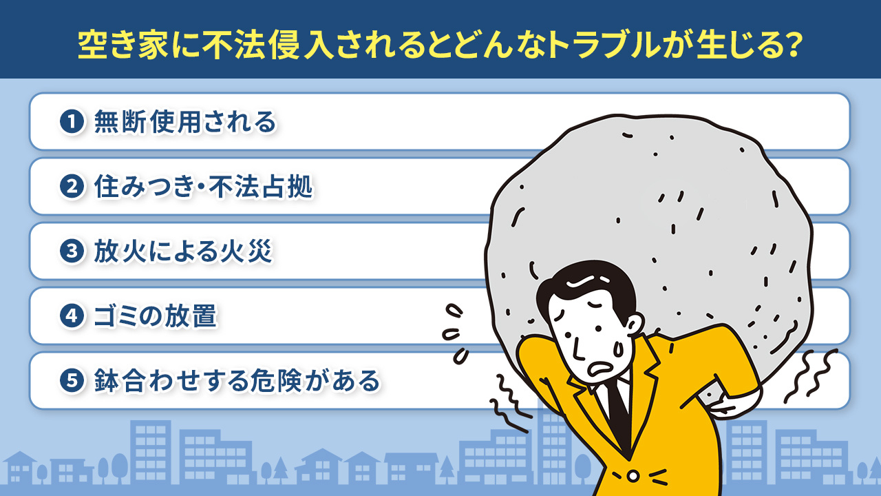 空き家に不法侵入されるとどんなトラブルが生じる？