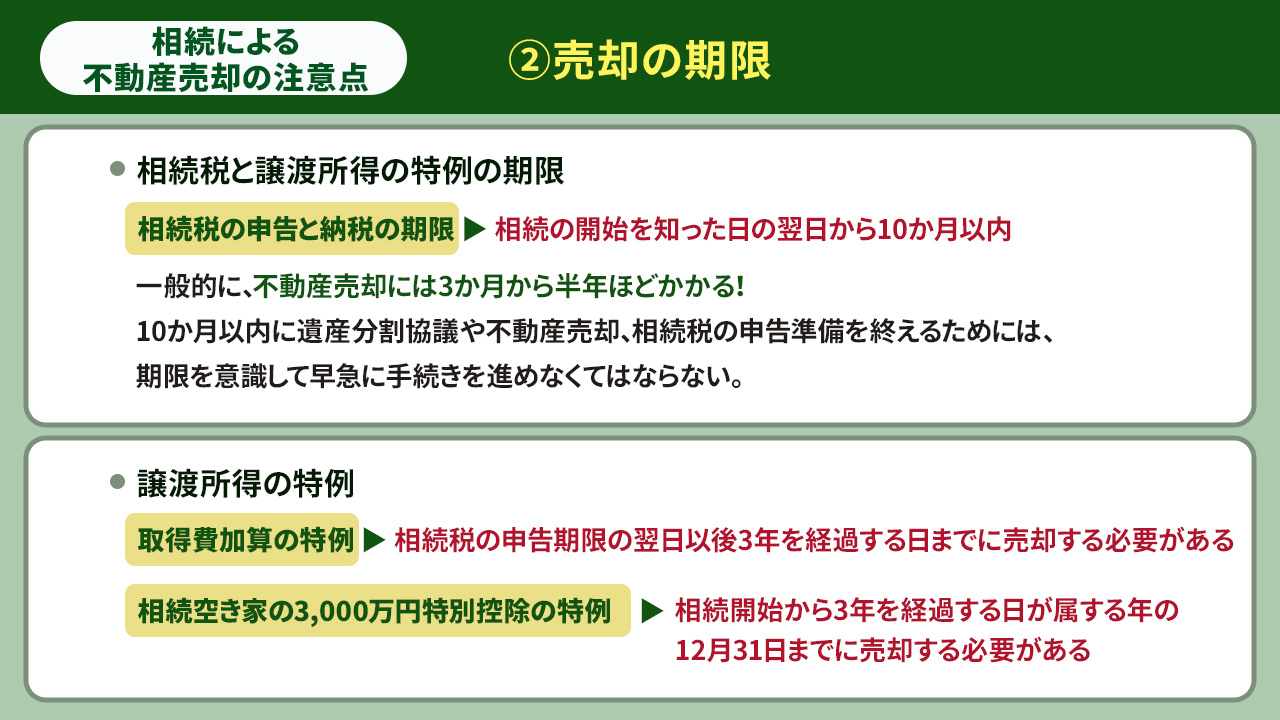 相続によって不動産売却をする際の注意点とは②売却の期限