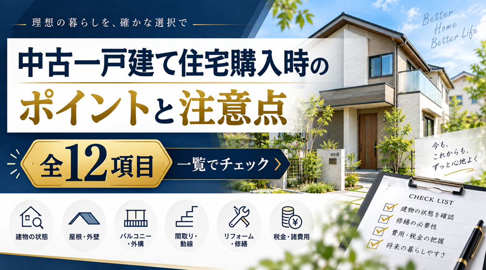 【中古一戸建て住宅購入時のポイントと注意点】全12項目を一覧に纏めました。の画像