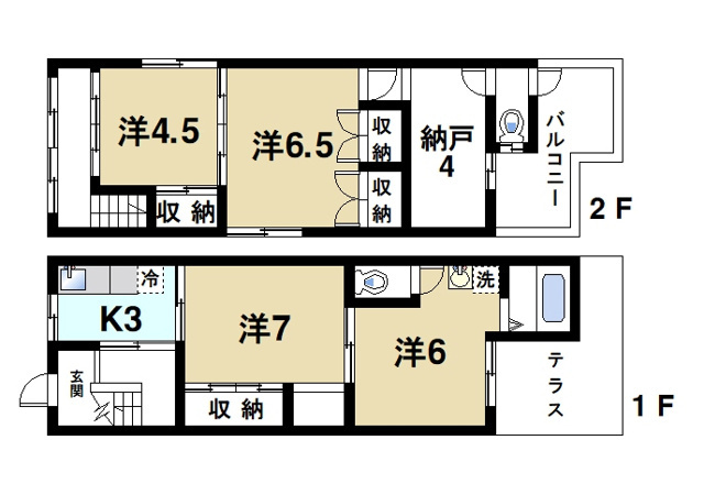 杉ヶ町一戸建の間取り図1