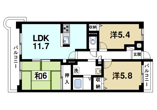 高の原アーバンコンフォートD棟の間取り図1