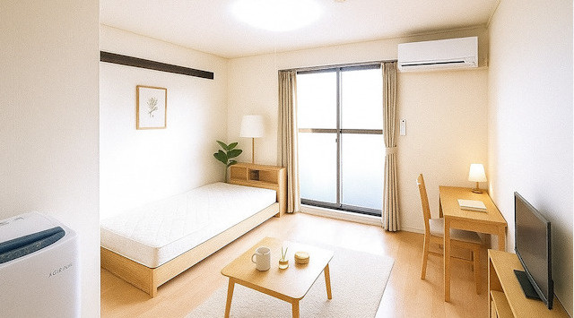 【ルームツアー】ラポール前栽｜駅近の一人暮らしにピッタリ！ベッド付きワンルームマンション☆の画像