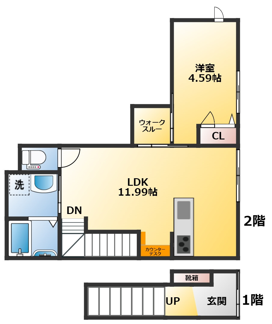 こだわりの新築メゾネット物件！の画像