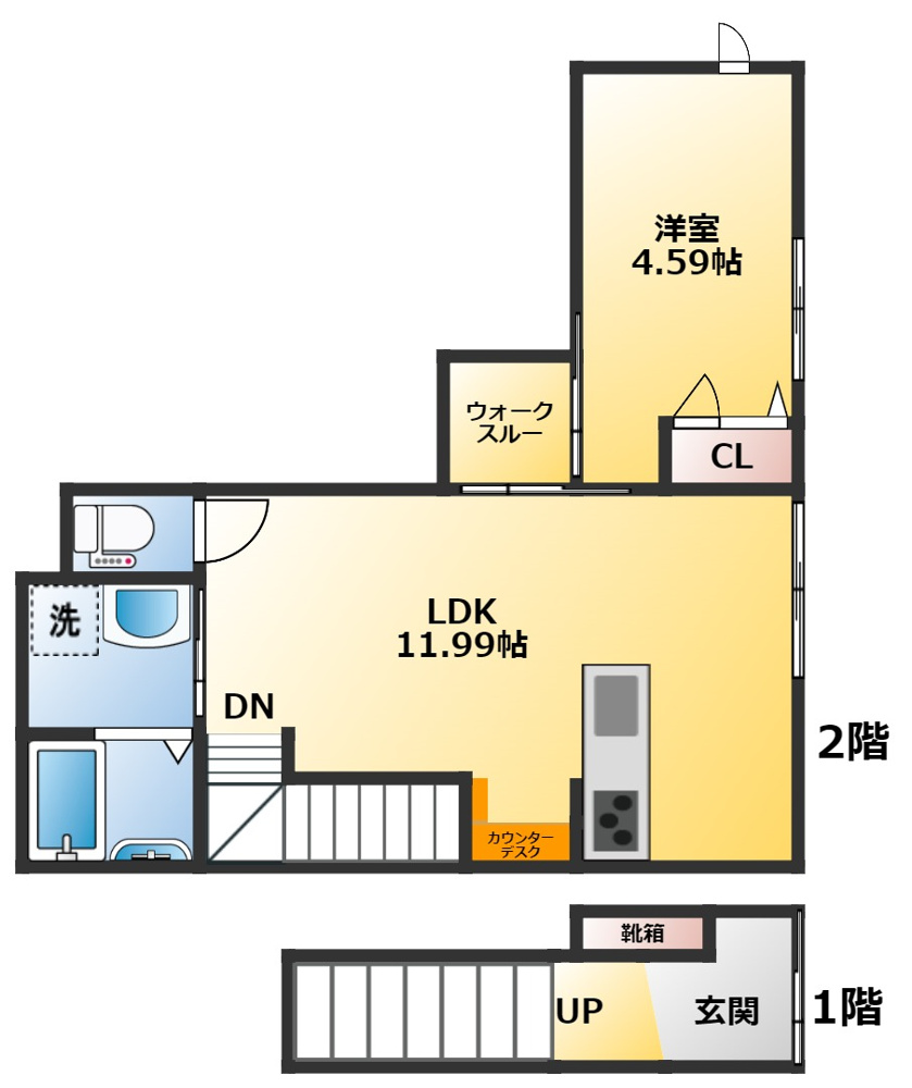 こだわりの新築メゾネット物件！の画像