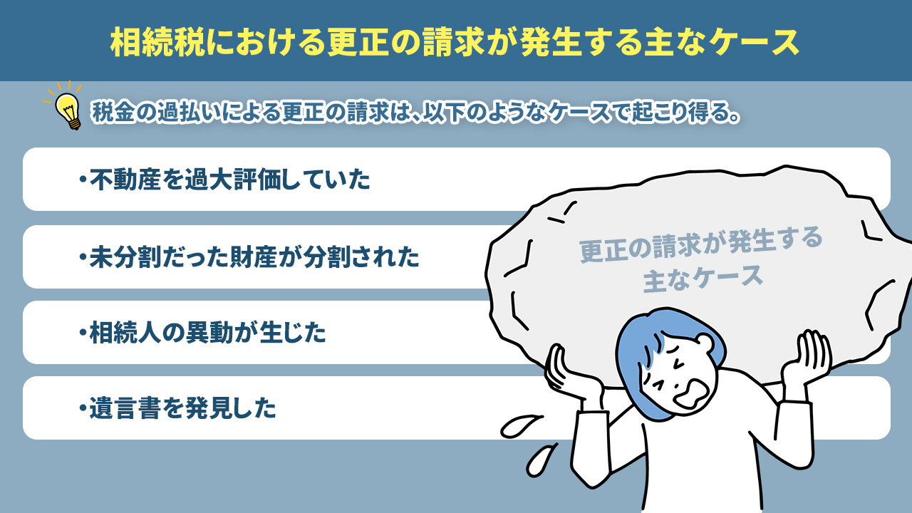 相続税における更正の請求が発生する主なケース