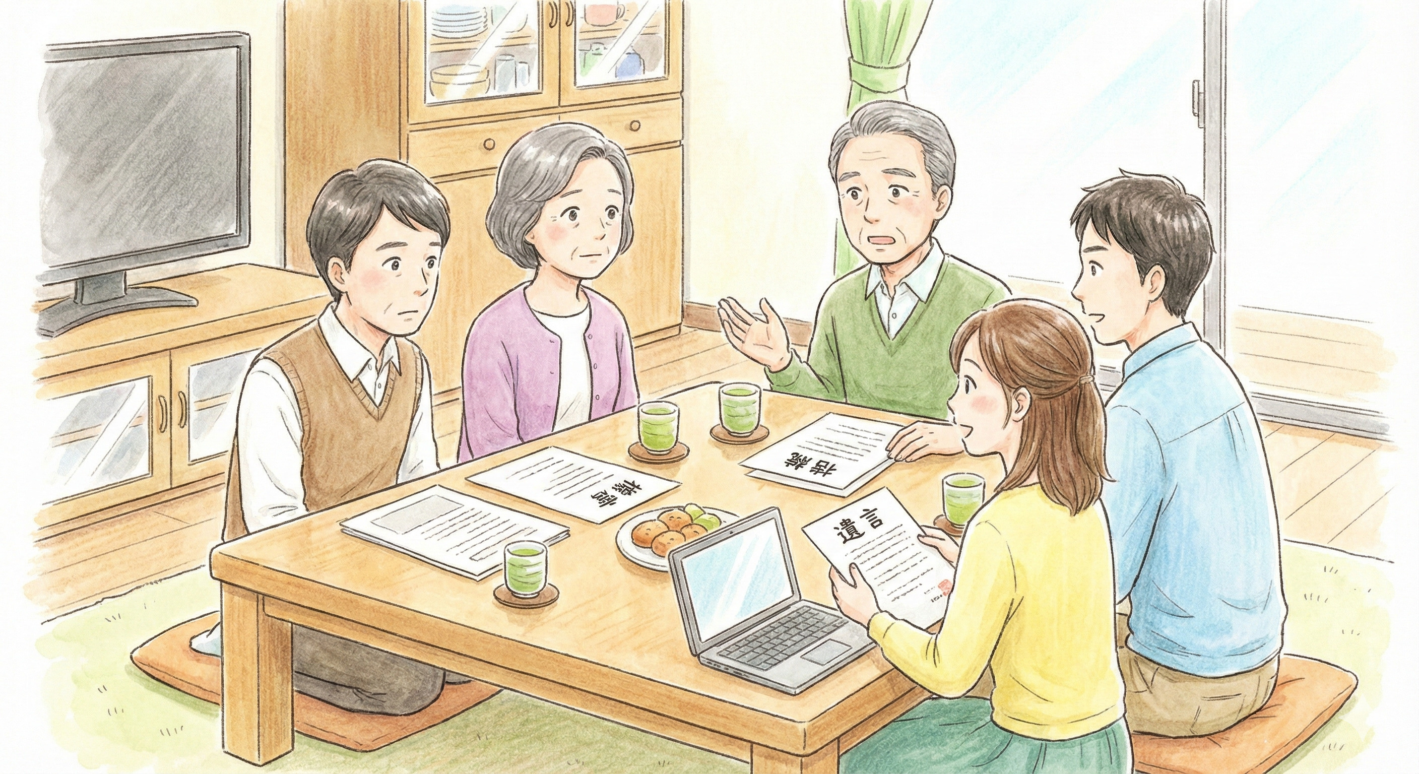 家族で相続について話し合い