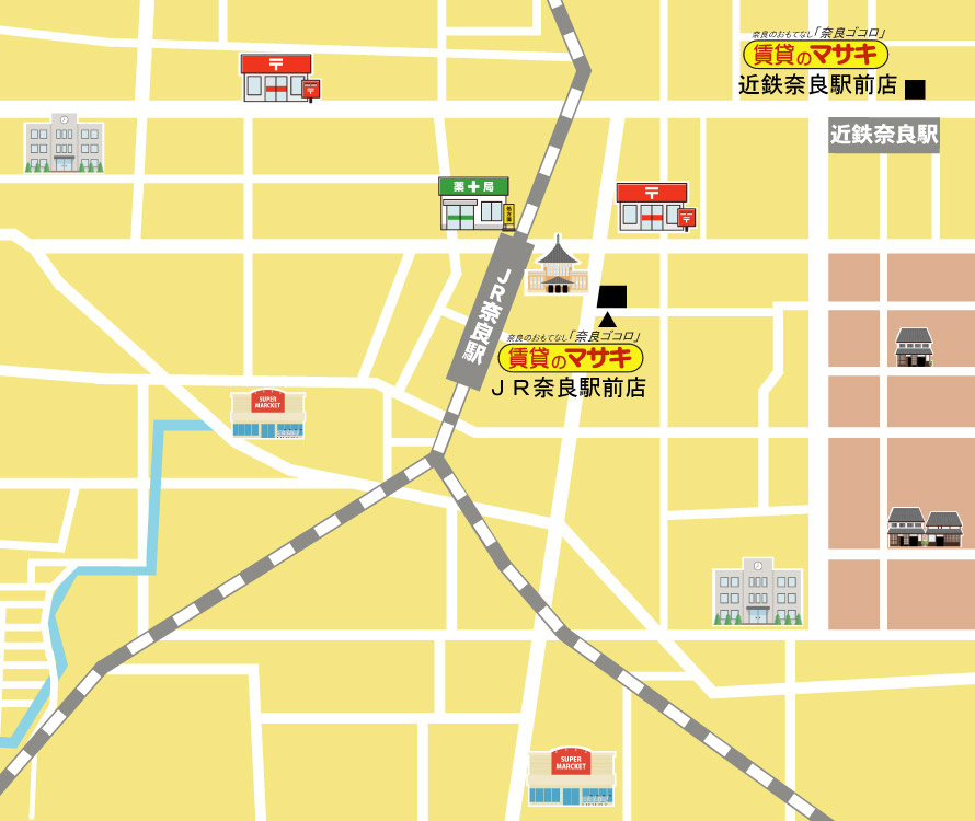 奈良エリアの賃貸人気エリア地図・マップ