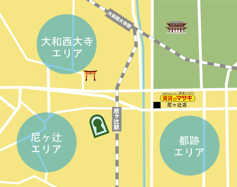 尼ヶ辻エリアの賃貸人気エリア地図・マップ