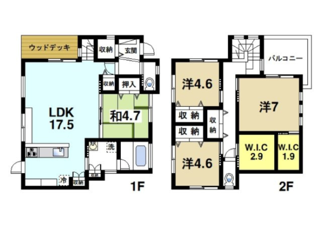 西松ケ丘２丁目戸建の間取り図1