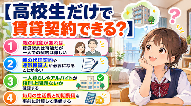 【高校生だけで賃貸契約できる？】1ヶ月の生活費の平均などよくある質問を解説！の画像