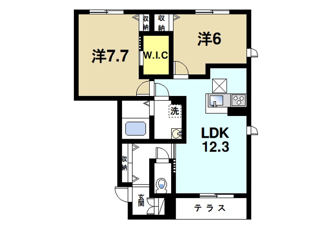 アシスト木津Ａ棟・Ｂ棟の間取り図1