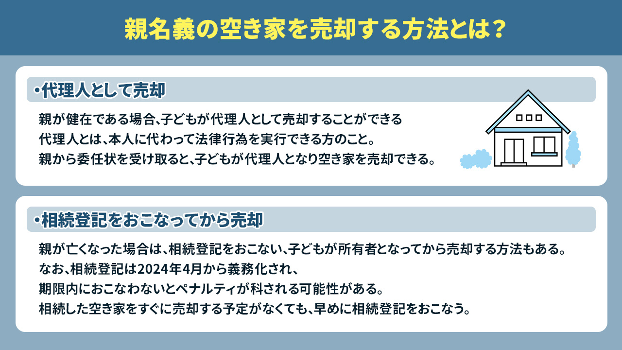 親名義の空き家を売却する方法とは？