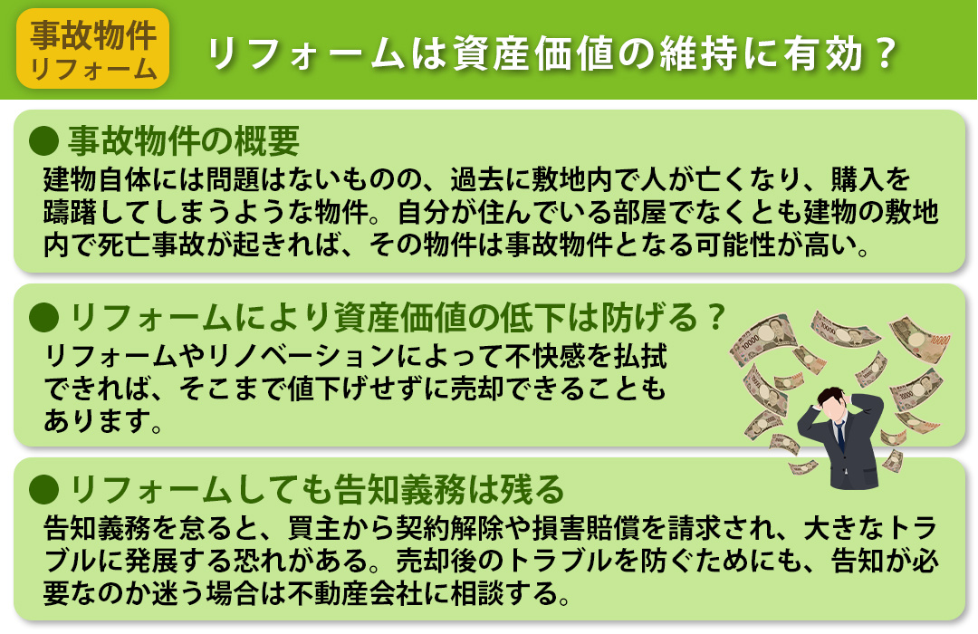 事故物件のリフォームは資産価値の維持に有効？