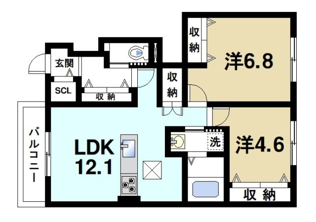 (仮称)押熊町賃貸アパートⅡ期新築工事の間取り図1