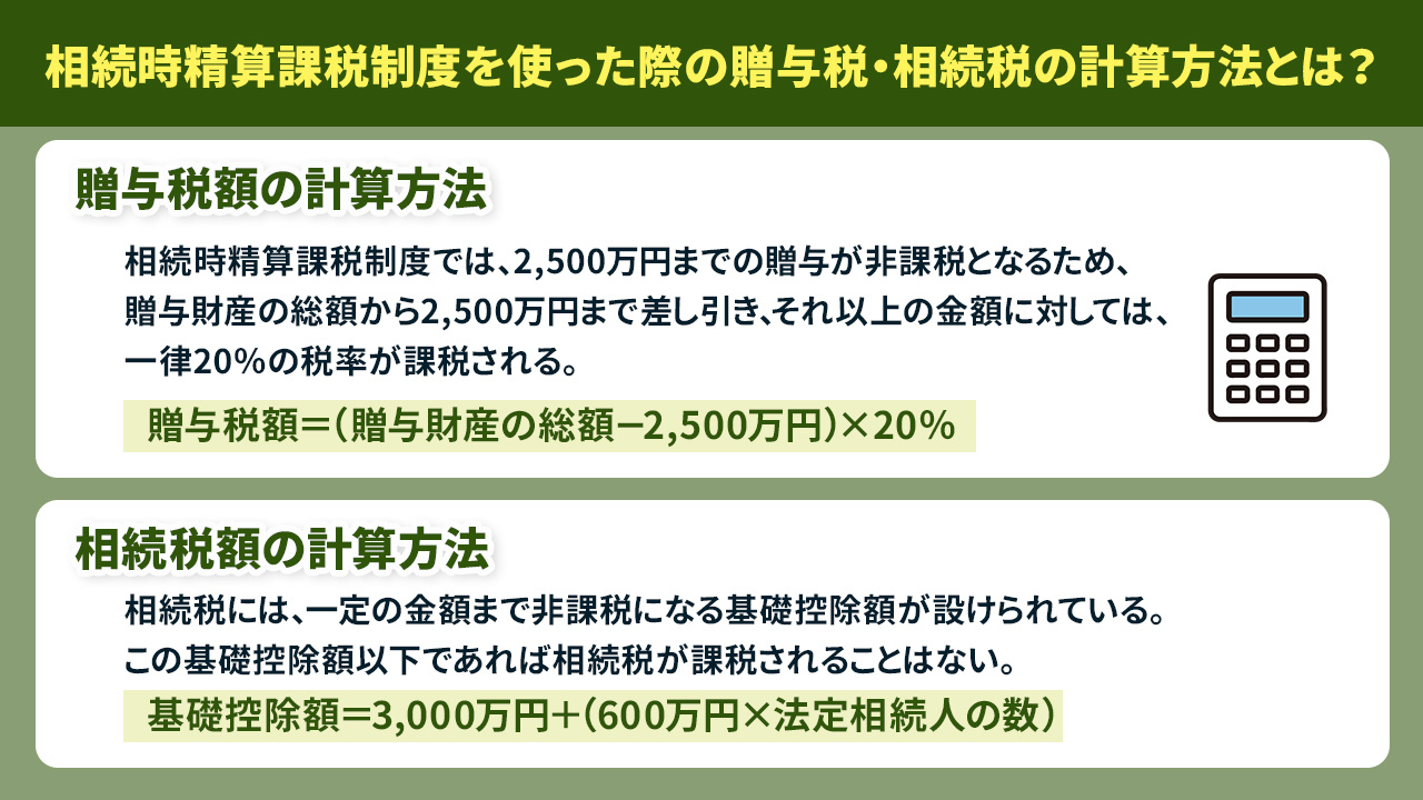 相続時精算課税制度を使った際の贈与税・相続税の計算方法とは？