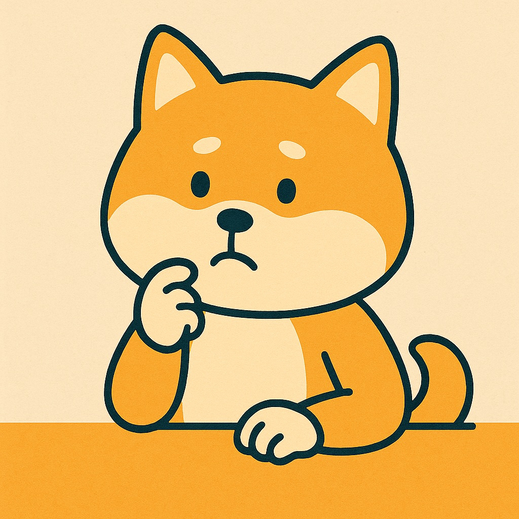 考え込む柴犬のイラスト