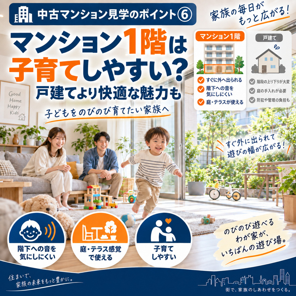 中古マンションの見学時に見ておきたいポイントと注意点⑥マンションの１階で子供をのびのびと育てる！一戸建てより快適なマンションの魅力の画像
