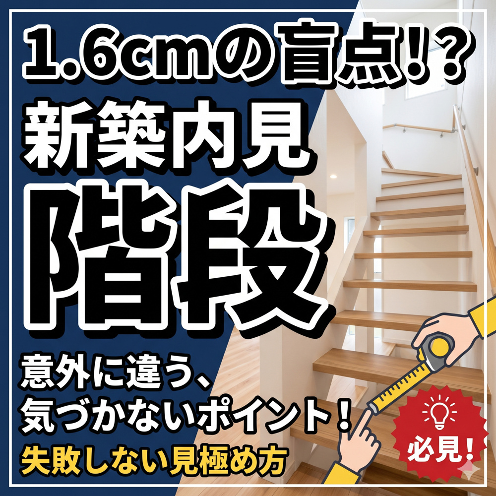 たった1.6センチで以外に違う！？新築一戸建て内見で気づいた階段の盲点の画像