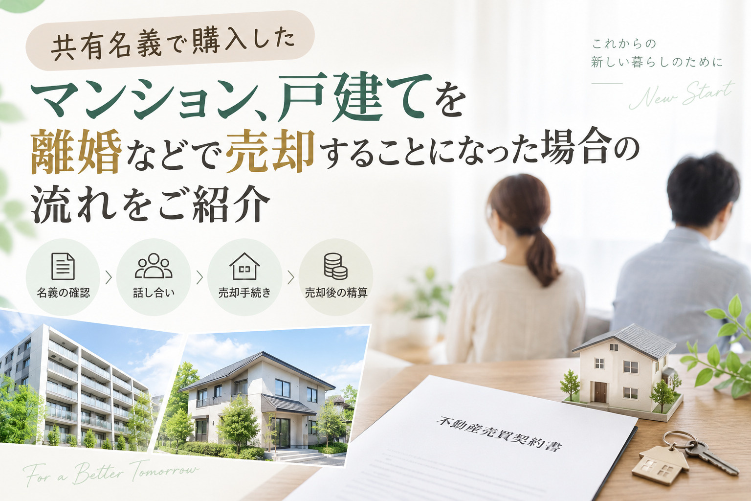 共有名義で購入したマンション、戸建てを離婚などで売却することになった場合の流れをご紹介の画像