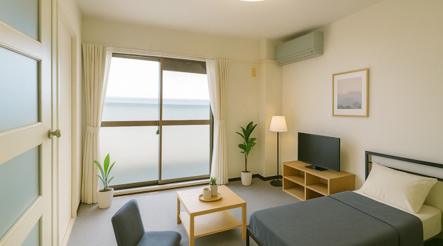 【ルームツアー】天平ハイツ｜マンションタイプのお部屋！エアコン・照明付き☆の画像