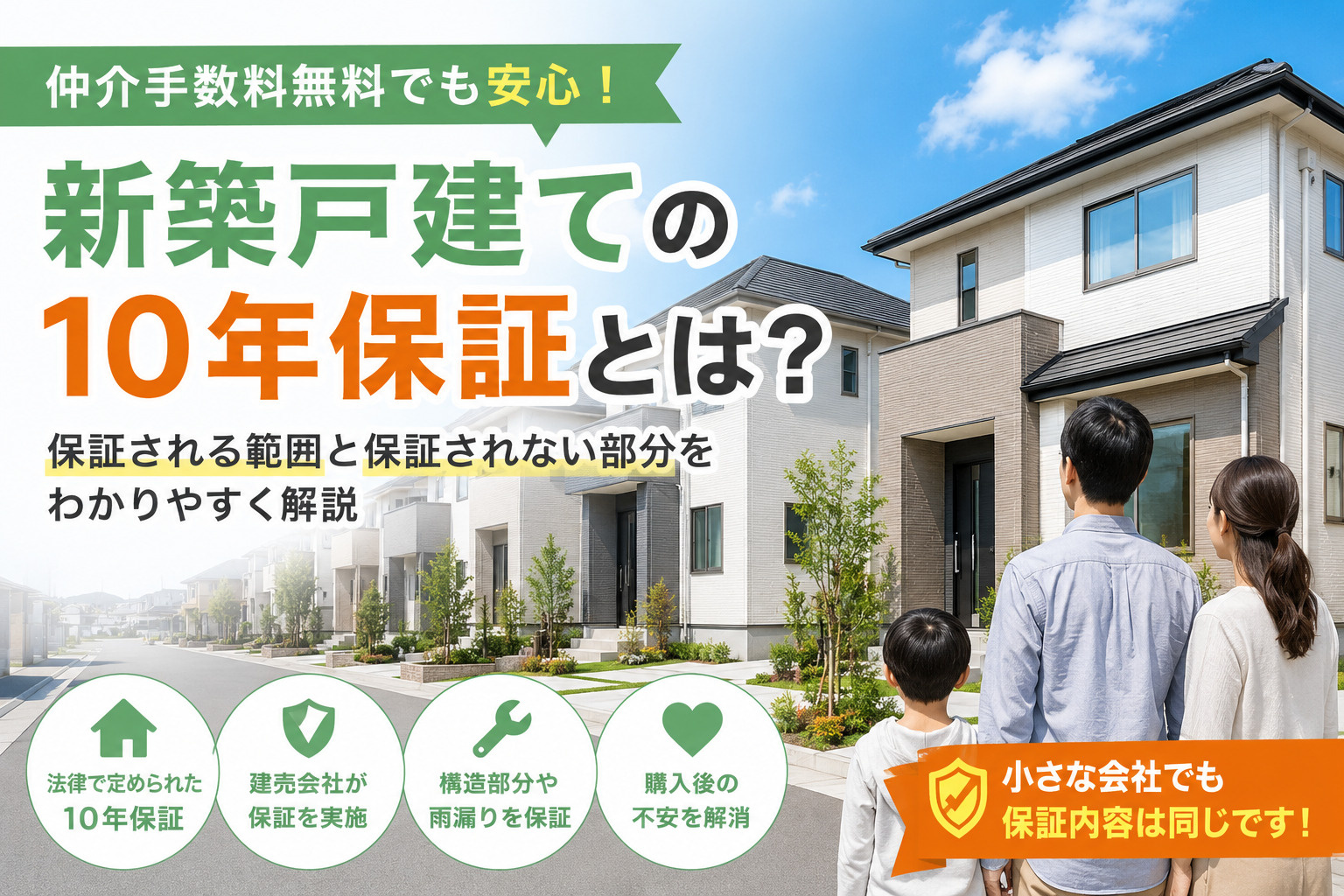 新築戸建ての10年保証とは？仲介手数料無料でも安心できる理由を解説の画像