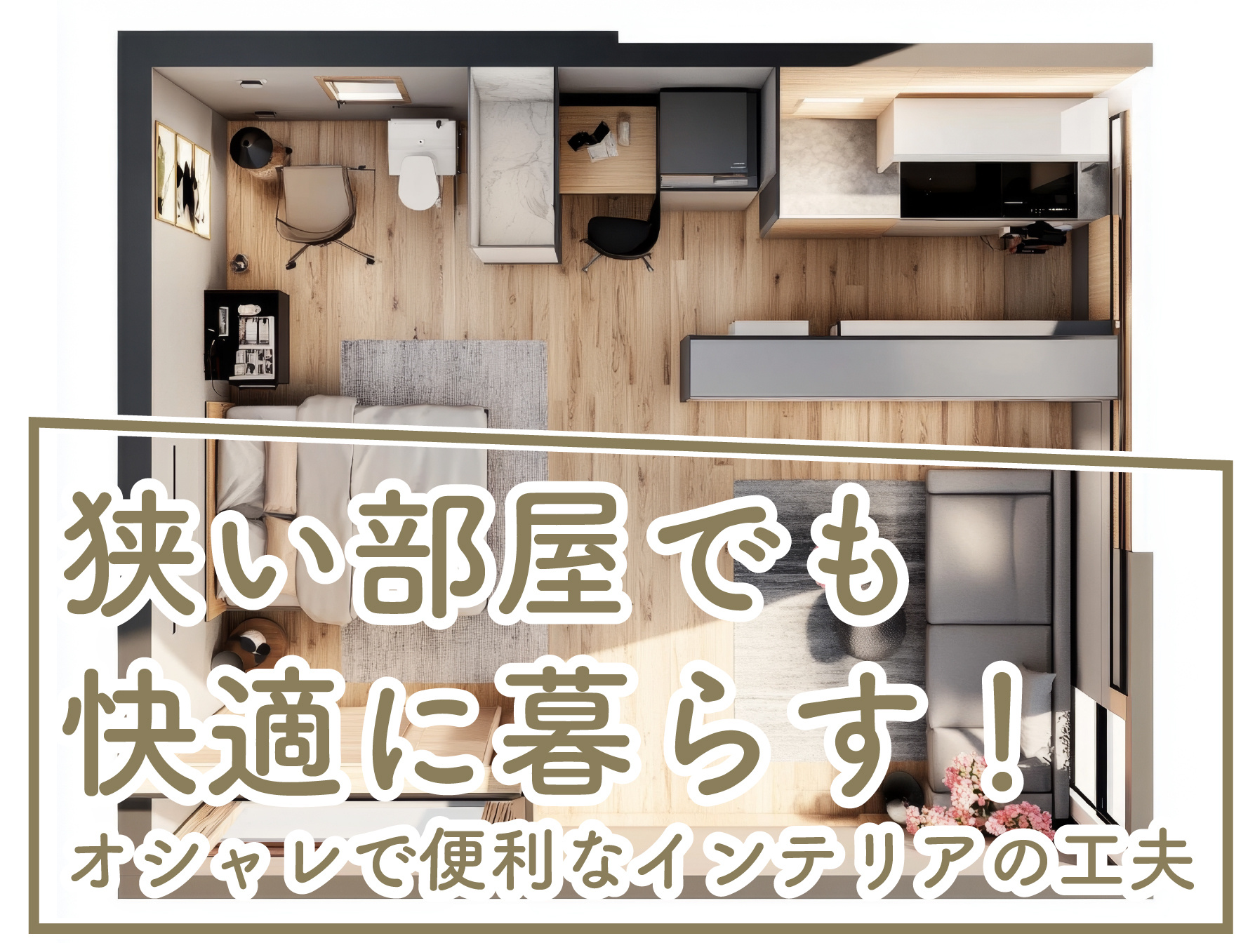 狭い部屋でもおしゃれに暮らす！機能的なインテリアアイデアの画像