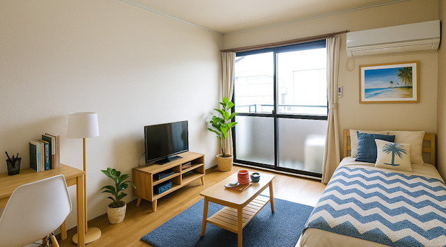 【ルームツアー】ハイツソレイユ｜エアコン付きでネット使用料不要！おしゃれな1Rアパート☆の画像