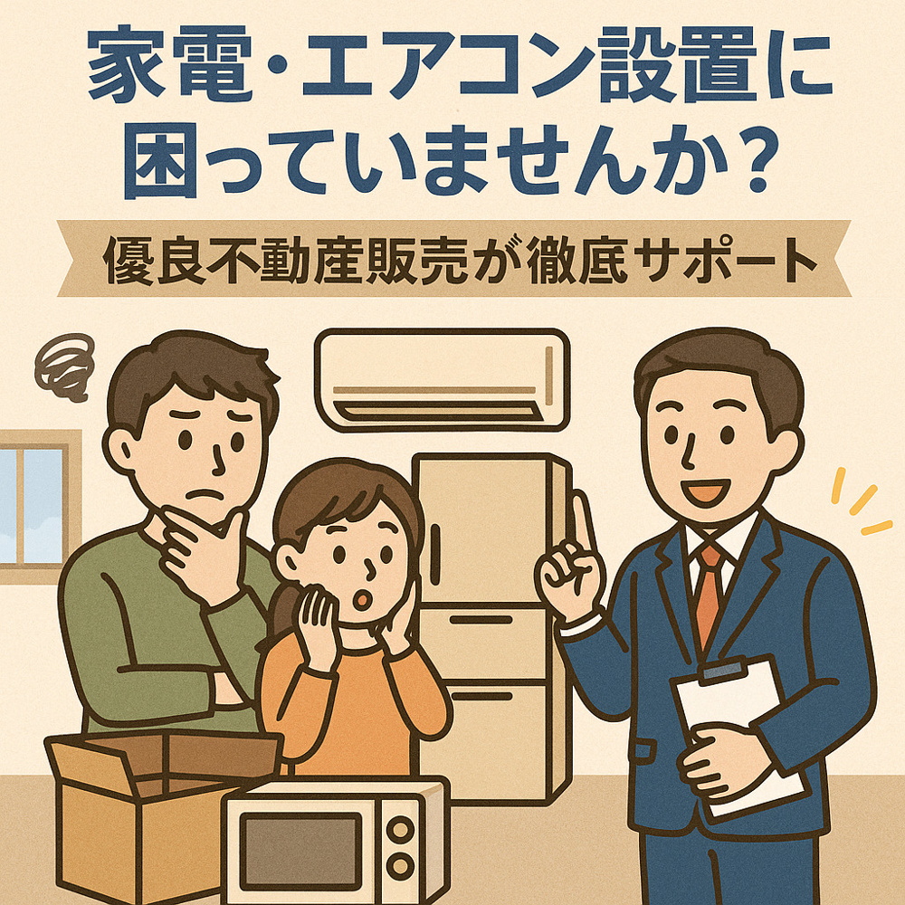 【引越し後の家電・エアコン設置に困っていませんか？】優良不動産販売株式会社が徹底サポート！の画像